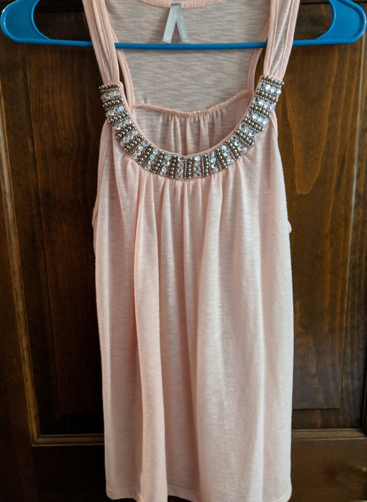 Vanity - Light Pink jeweled / beaded neckline tank - medium